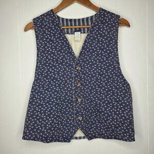 Stuffed Shirt Womens Vintage Y2K Denim Floral Striped Vest Size M Cottage Core